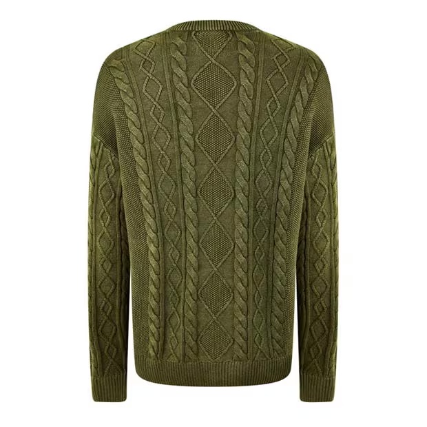 Jack Wills Acid Wash Cable Knit Jumper