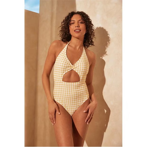 Be You Gingham Cut Out Swimsuit