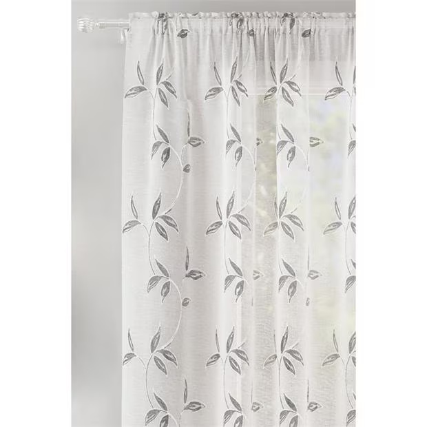Tyrone Textiles Oasis Embroidered Leaf Design Voile Panels - Pair