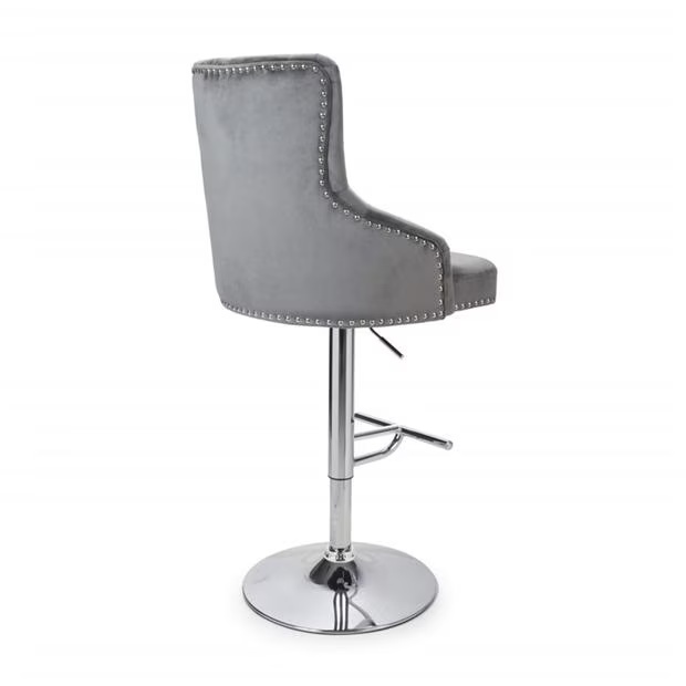 Shankar Rocco Brushed Velvet Grey Bar Stool