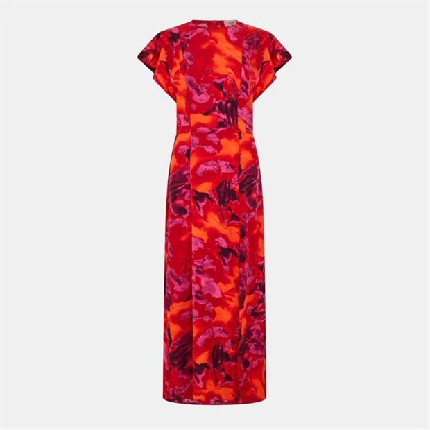 AX Paris Abstract Print Flutter Sleeve Midi Dress