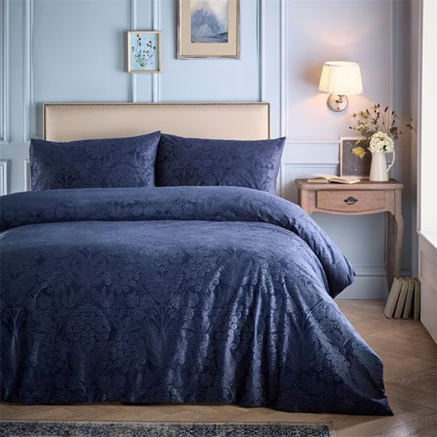 Appletree Berkley Embossed Velvet Duvet Cover Set in Navy