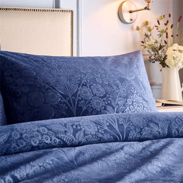 Appletree Berkley Embossed Velvet Duvet Cover Set in Navy