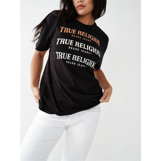 True Religion Triple Logo Boyfriend T-Shirt Womens