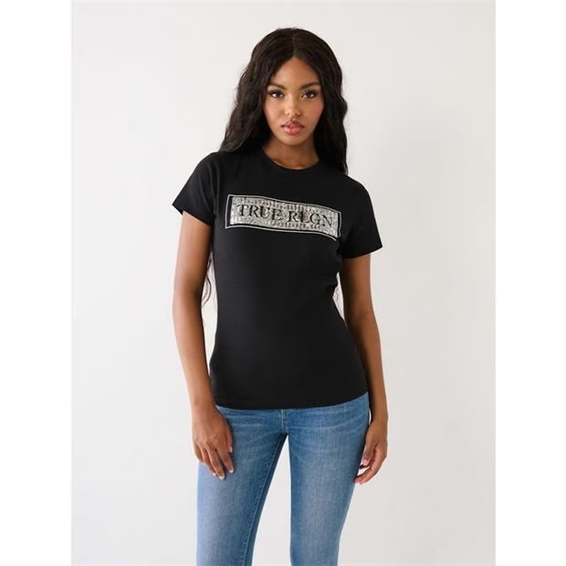 True Religion Sequins Crew T-Shirt Womens