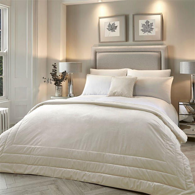 Laurence Llewelyn-Bowen Chic Luxury Velvet Bedspread in Ivory