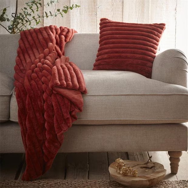 Appletree Morritz Soft Reversible Bedspread Throw - Terracot