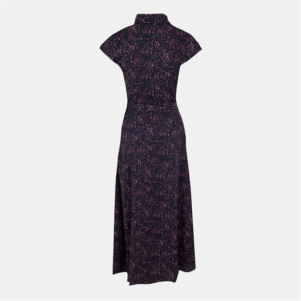 AX Paris Navy And Pink Printed Short Sleeve Midi Shirt Dress
