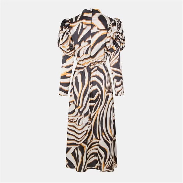 AX Paris Multi Print High Neck Long Puff Sleeve Midi Dress