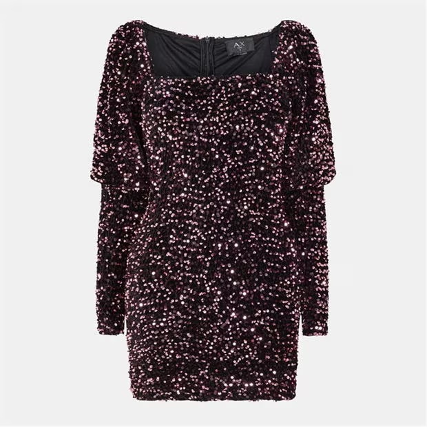 AX Paris Pink Sequin Puff Sleeve Mini Dress