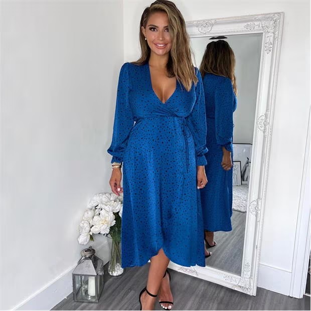 AX Paris And Black Printed Wrap Midi Dress