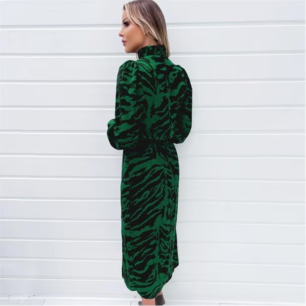 AX Paris Animal Print High Neck Long Sleeve Midi Dress