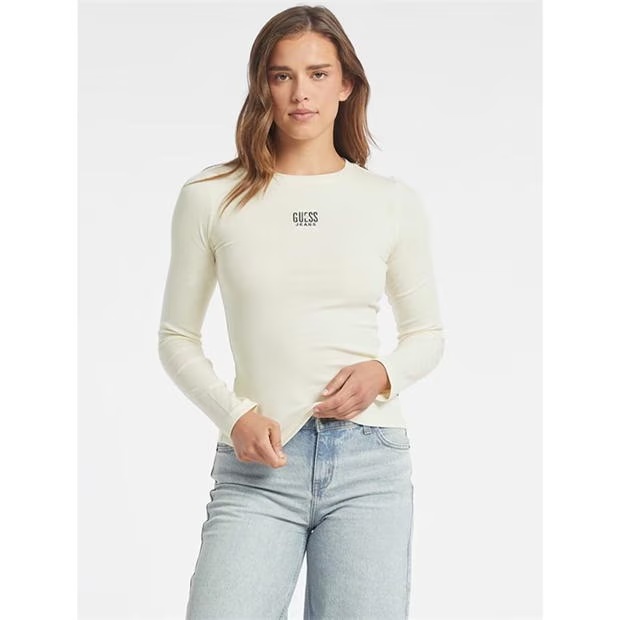 Guess Long Sleeve Embroidered Logo T-Shirt
