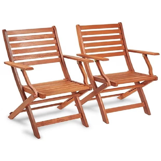 VonHaus Cannes 2 Pack Wooden Folding Chairs