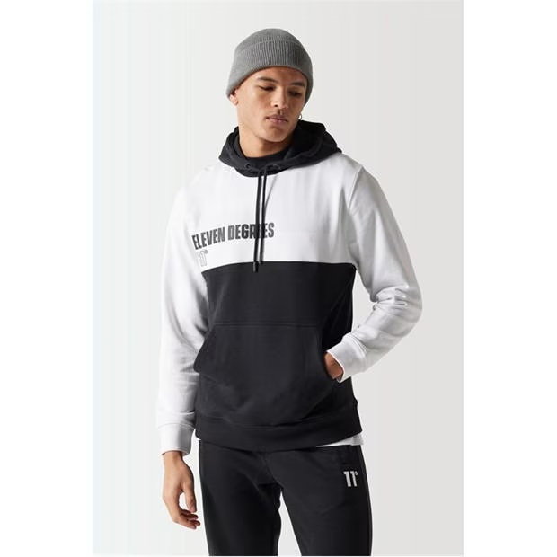 11 Degrees Colour Block Hoodie - Black / White