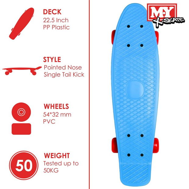 M.Y 22 Retro Cruiser Skateboard - Blue