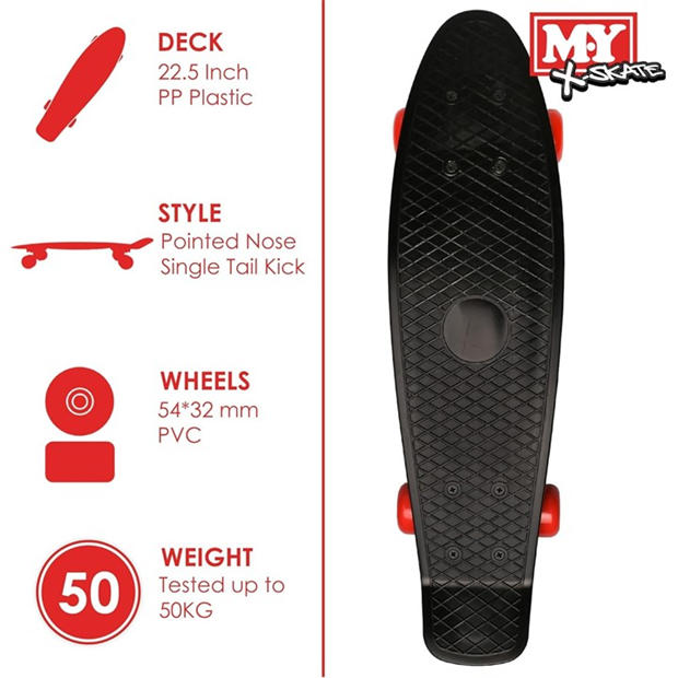M.Y 22 Retro Cruiser Skateboard - Black