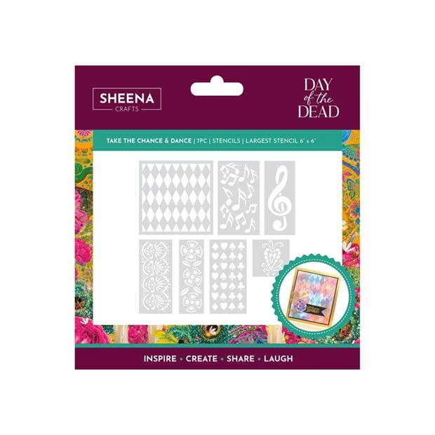 Crafters Companion Day of the Dead Stencil - Take the Chance & Dance