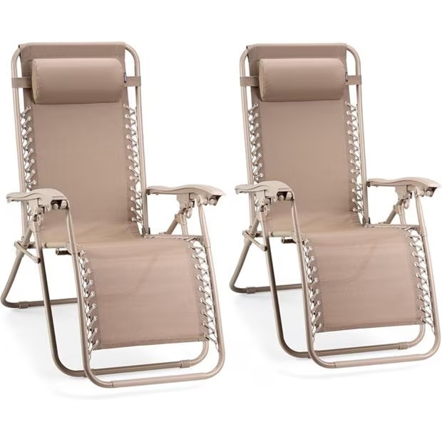 VonHaus Verona Sage Green Zero Gravity Chair Set of 2
