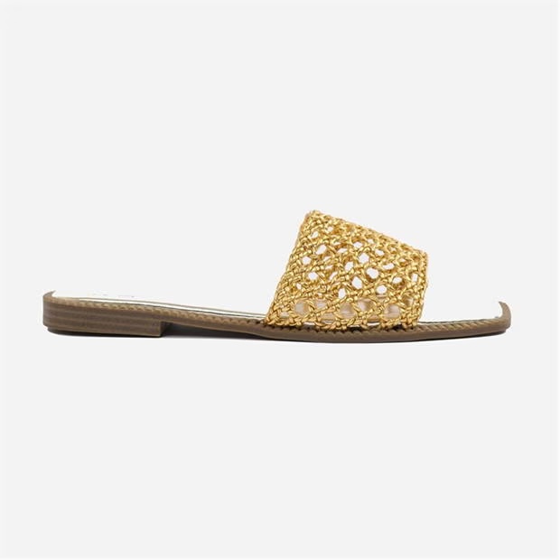 Wheres That From Gold Chelsea Woven Strap Flat Sandals