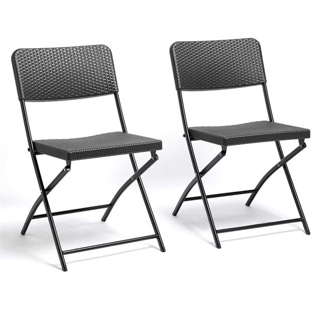 VonHaus Rimini Black Faux Rattan 2 Pack Chairs