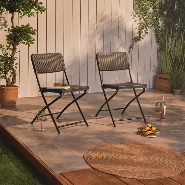 VonHaus Rimini Black Faux Rattan 2 Pack Chairs