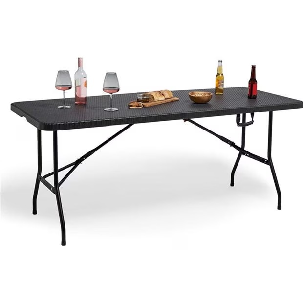 VonHaus Rimini Faux Black Rattan Foldable Table