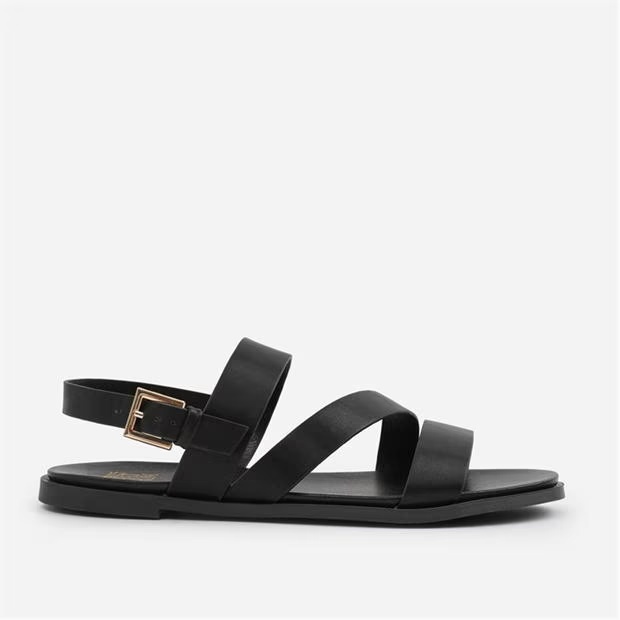 Wheres That From Black PU Nessa Flat Sandals