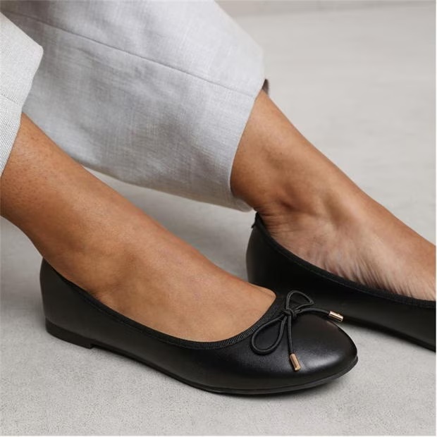 Wheres That From Bexley Slip On Flat Pumps In Black Faux Leather