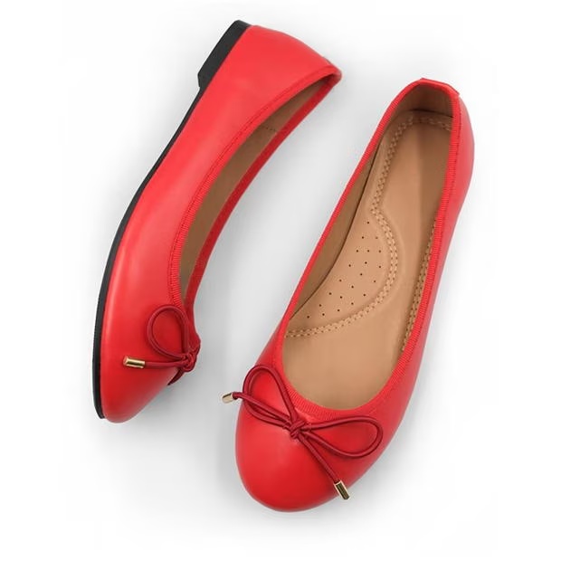 Wheres That From Bexley Slip On Flat Pumps In Red Faux Leather