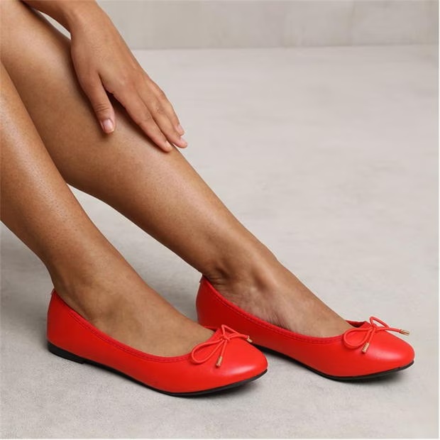 Wheres That From Bexley Slip On Flat Pumps In Red Faux Leather