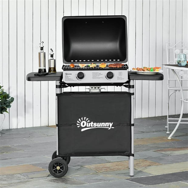 Outsunny 2 Burner Gas BBQ with Lid 5.6 kW
