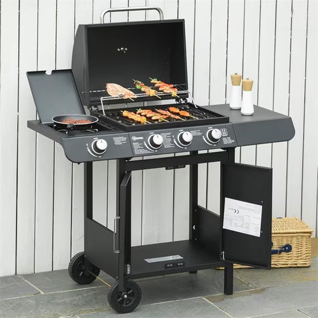 Outsunny 3+1 Burner Gas BBQ Grill