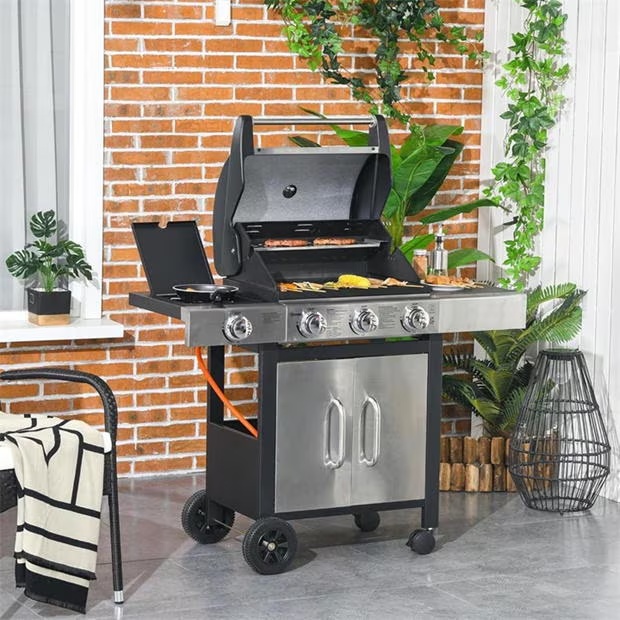Outsunny Gas Barbecue Grill 4+1 Burner with Smoker
