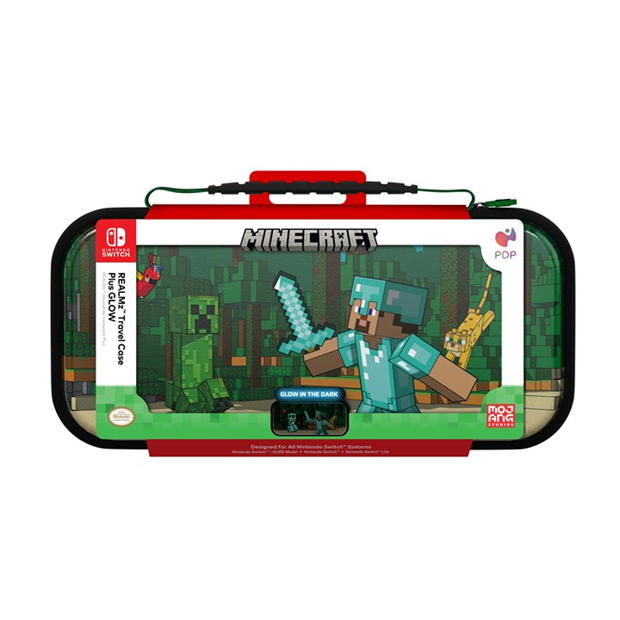 PDP REALMzâ¢ Nintendo Switch Travel Case Plus GLOW: Minecraft Forest Battle