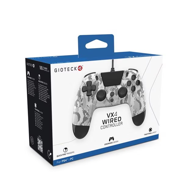 Gioteck VX-4+ Wired PS4 Controller - White Camo