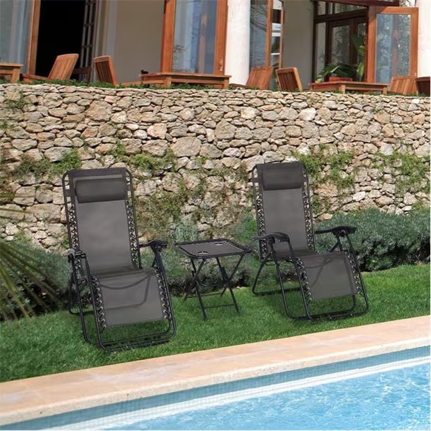 Outsunny Outsunny 3pcs Folding Zero Gravity Chairs