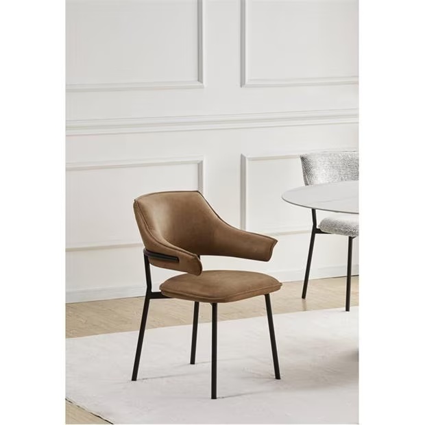 Shankar Pair of Geneva Microfibre Antique Tan Dining Chair