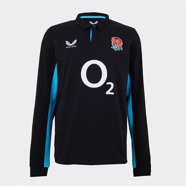 Castore England Rugby Away Long Sleeve Polo Shirt 2025