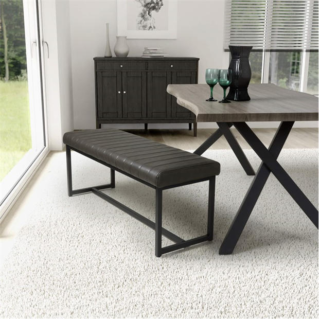 Shankar Archer Leather Effect Grey Bench