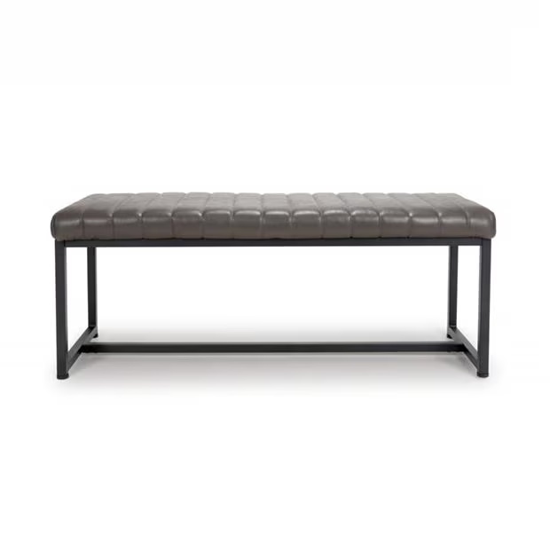 Shankar Archer Leather Effect Grey Bench