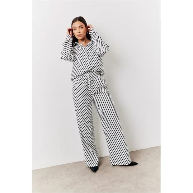 In The Style Black and White Striped Shirt