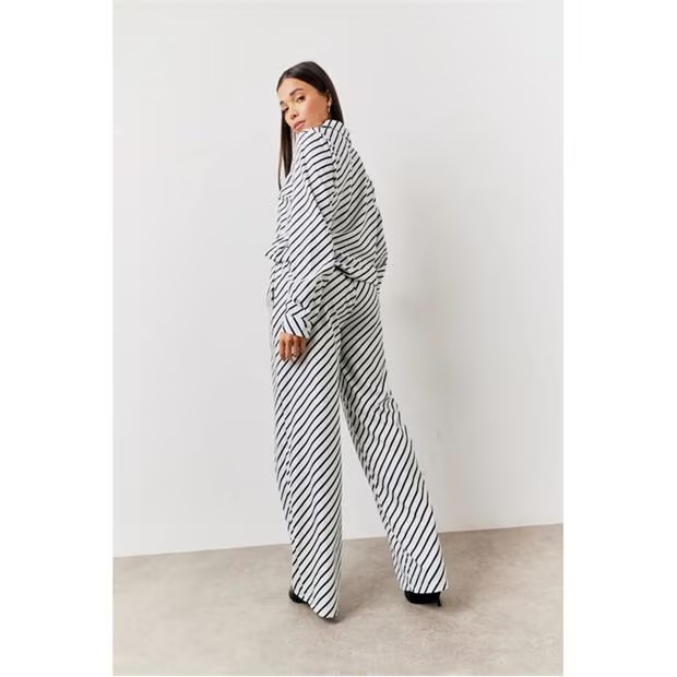 In The Style Black and White Striped Shirt