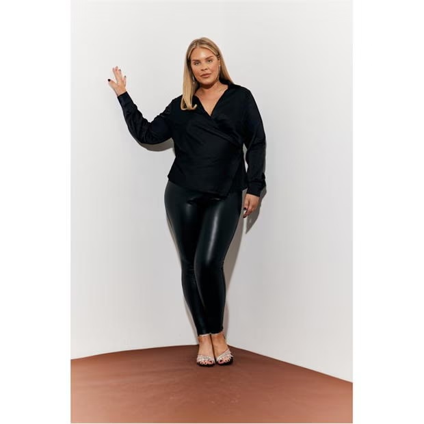 In The Style Black Asymmetric Button Detail Shirt