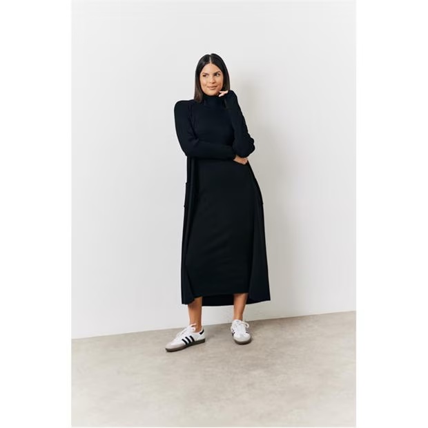 In The Style Black Fine Gauge Knit Co-Ord Longlined Cardigan