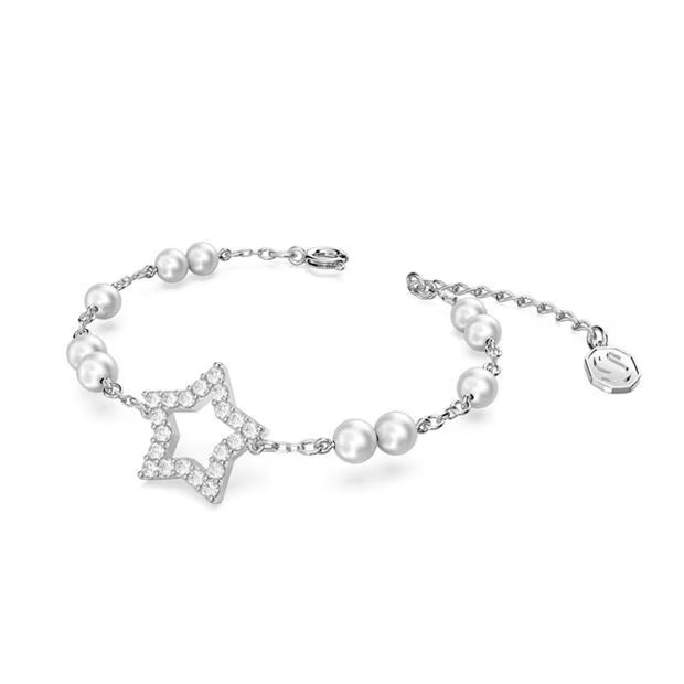 Swarovski Stella bracelet, PavÃ©, Star, White, Rhodium plated