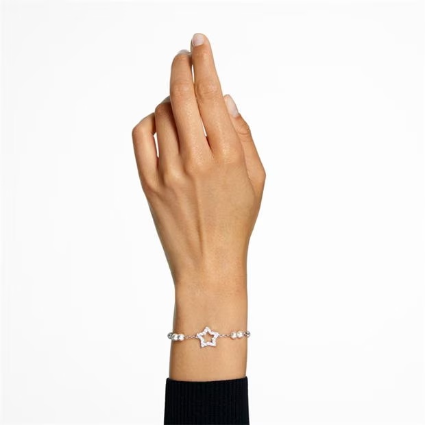 Swarovski Stella bracelet, PavÃ©, Star, White, Rhodium plated