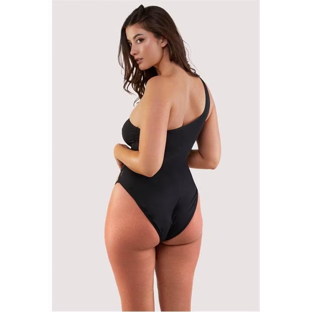 Wolf and Whistle Fuller Bust Asymmetric Swimsuit Nude Mesh Inserts