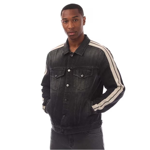 Palm Angels Black Wash Denim Track Jacket