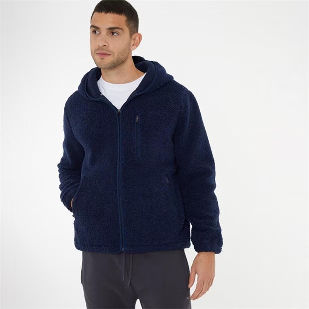 Threadbare Zip Through Borg Hoodie